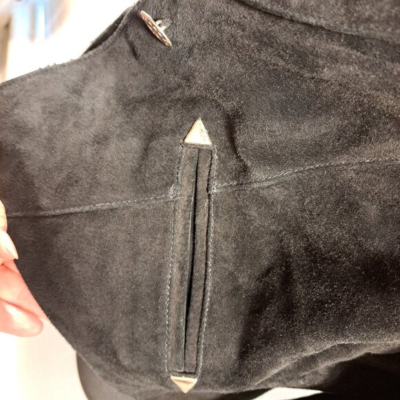 NWT VTG Cripple Creek S Black Leather Suede Jacket Metal Stud Embellish Cropped - Picture 11 of 11